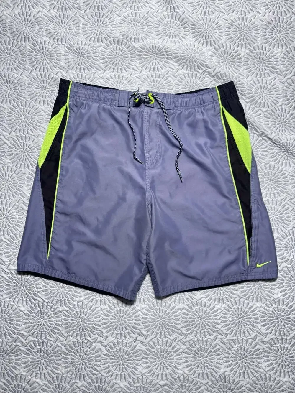 Nike Men's M Gray and Neon Yellow Swim Surf Board Shorts